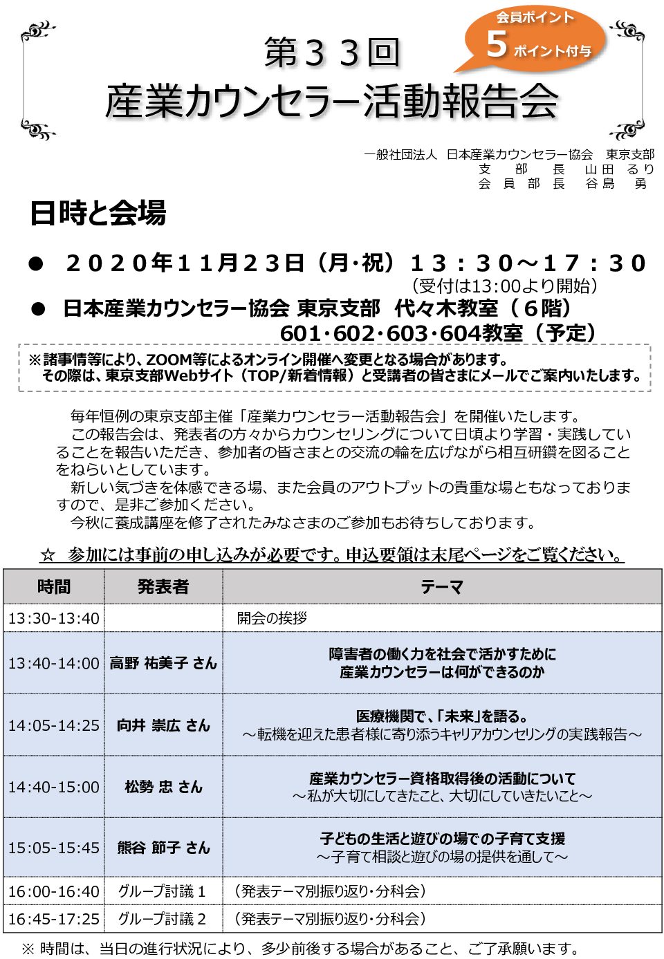 Ks 002 第33回産業カウンセラー活動報告会 一般社団法人 日本産業カウンセラー協会 東京支部